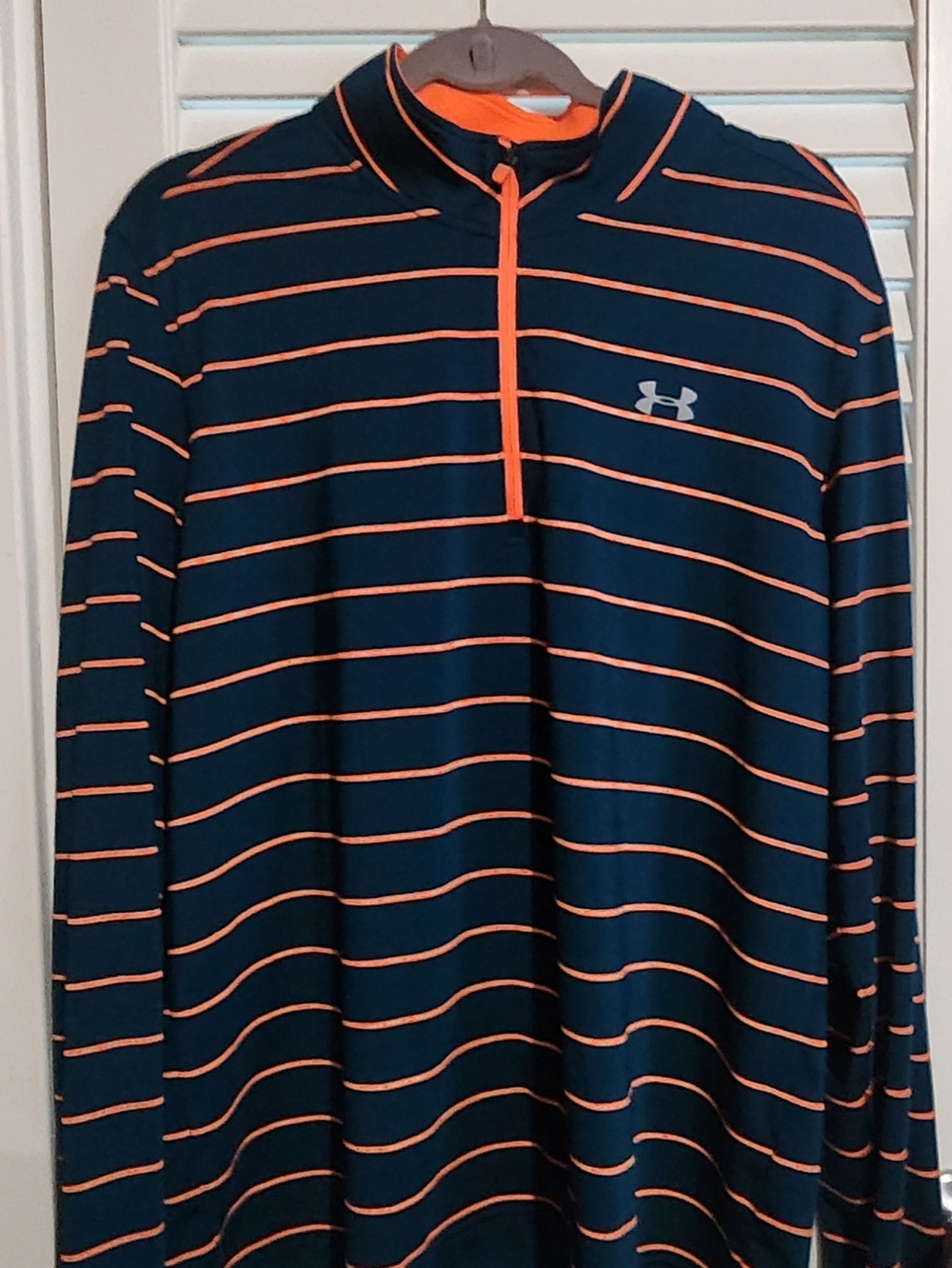 Under Armour Navy with Orange Striped Half-Zip Pullover